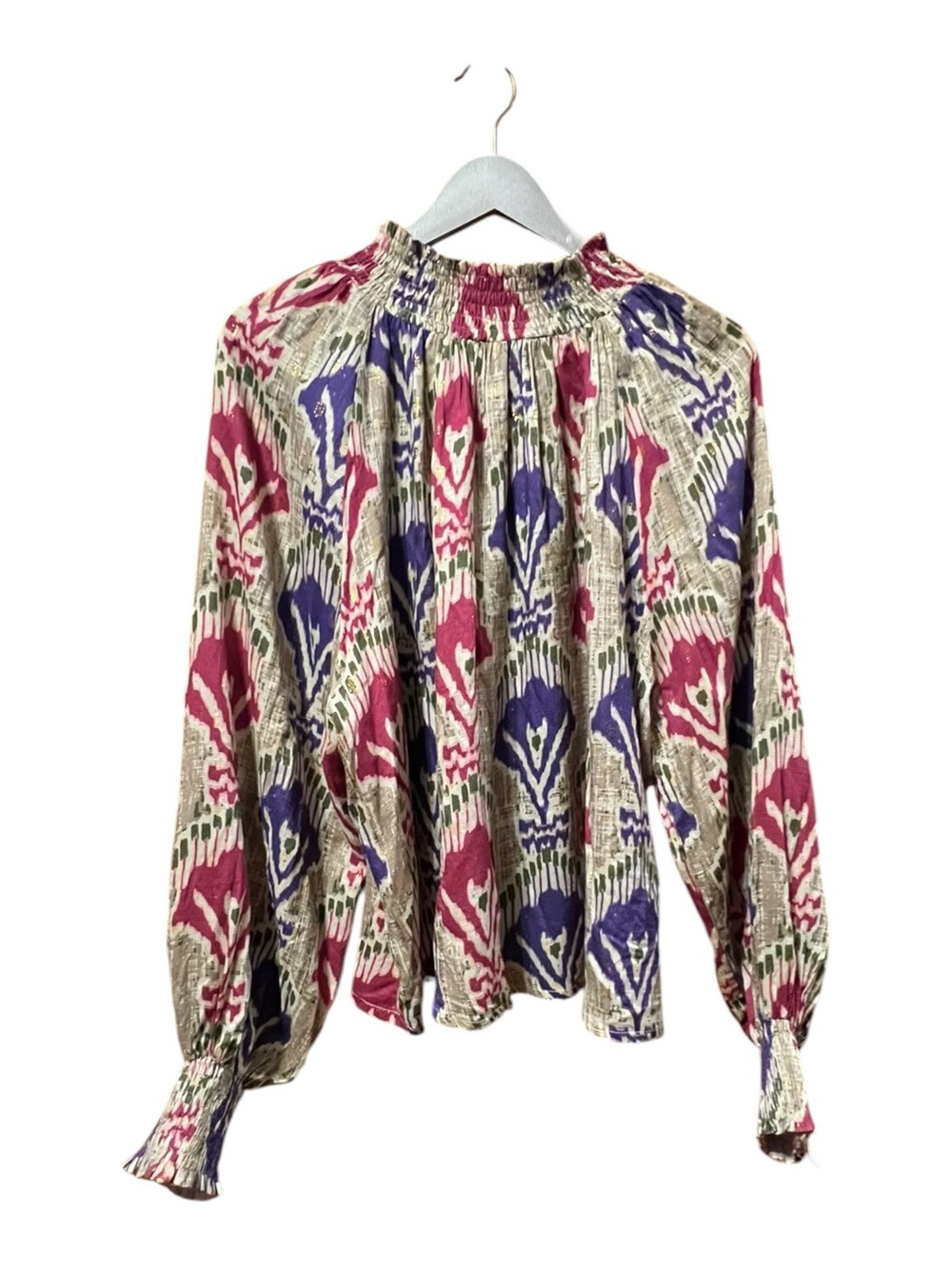 Oliphant Metallic Ikat Blouse & Maxi Skirt Set Pink Purple Gold Size Medium - Picture 5 of 14